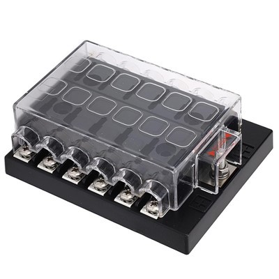 Pannello portafusibili a lama ATC multivia a 12 vie con 1 ingresso e 12 uscite